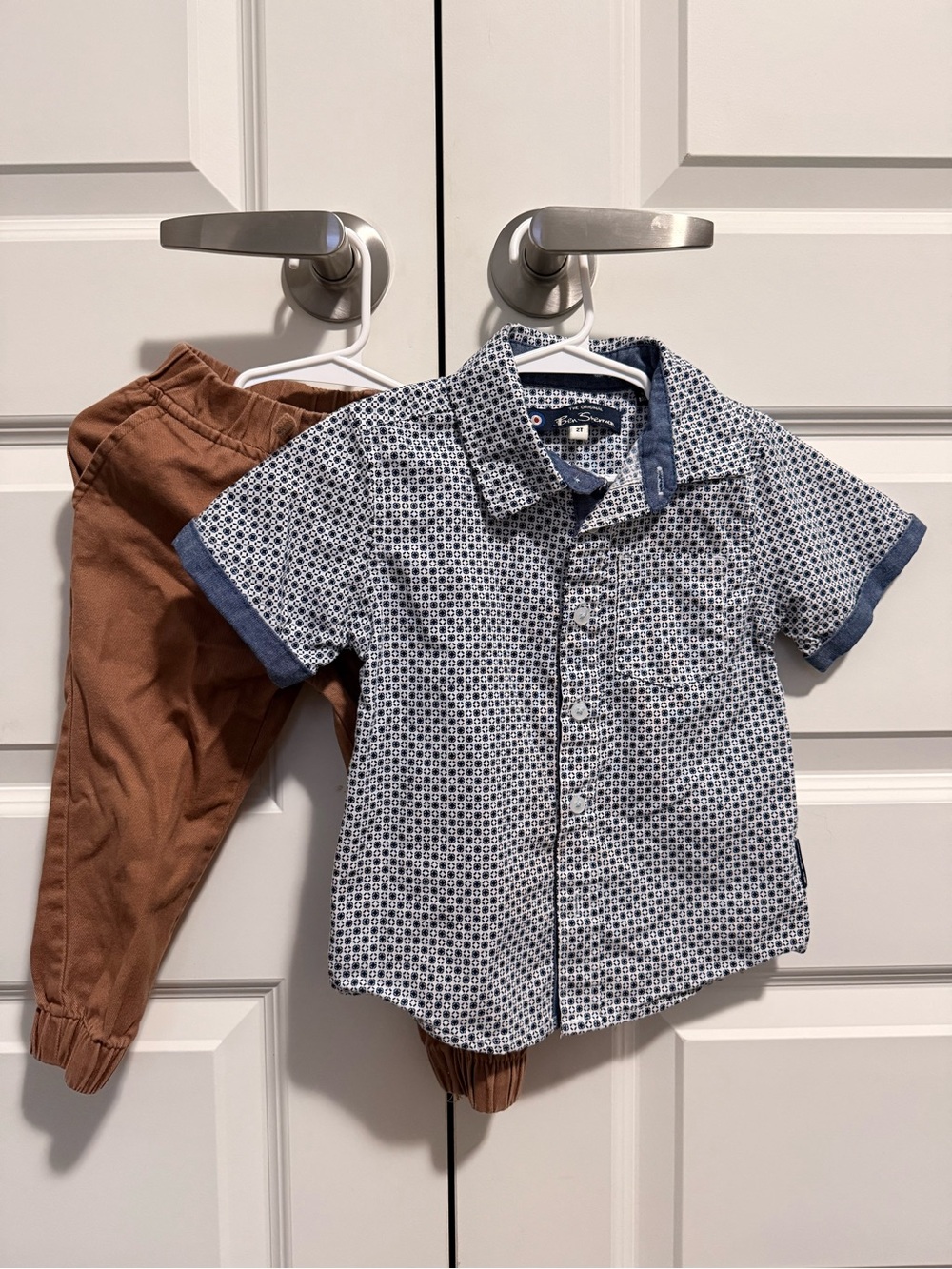 Boys Short-Sleeve Printed Button-Up Shirt - Blue